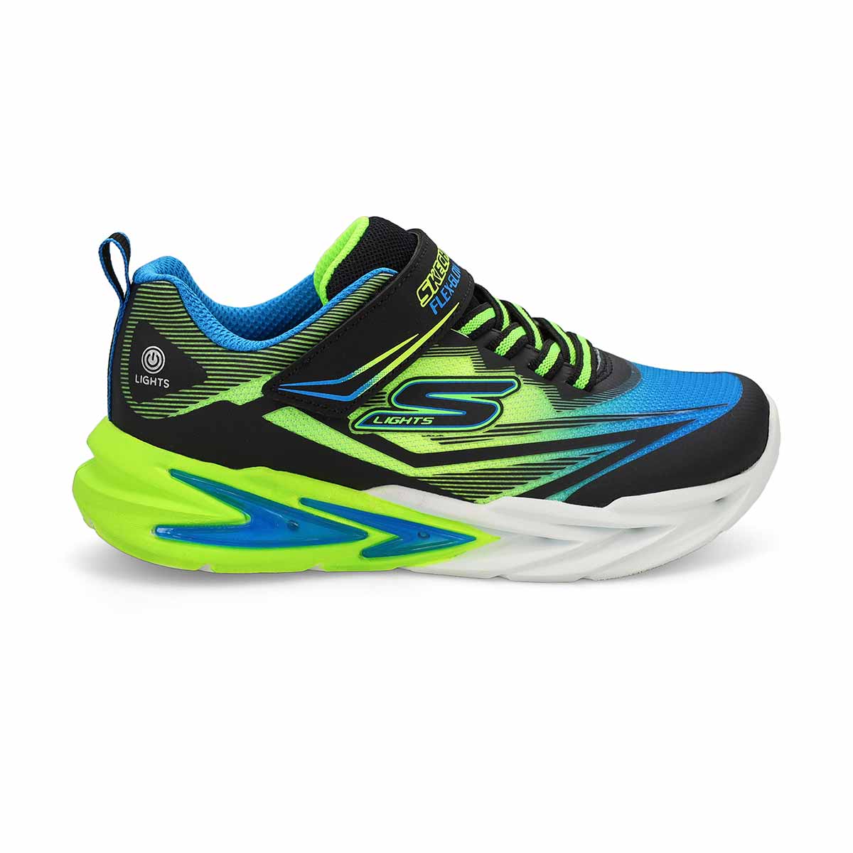 Boys'  S Lights Flex-Glow Ultra Sneaker - Blue/Lime Green