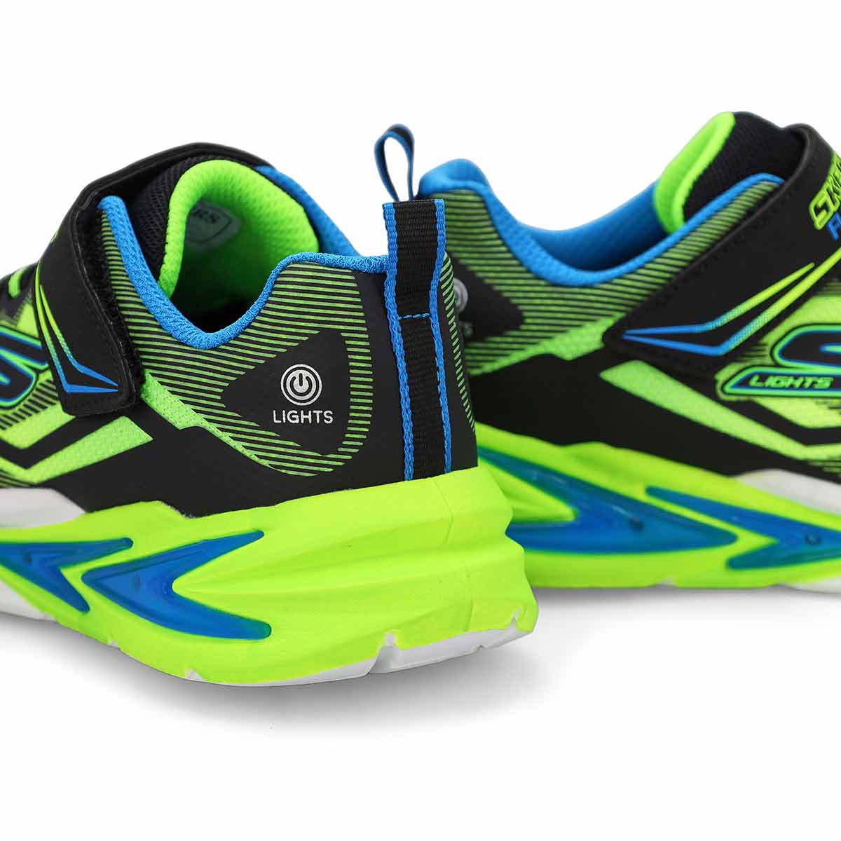 Boys'  S Lights Flex-Glow Ultra Sneaker - Blue/Lime Green