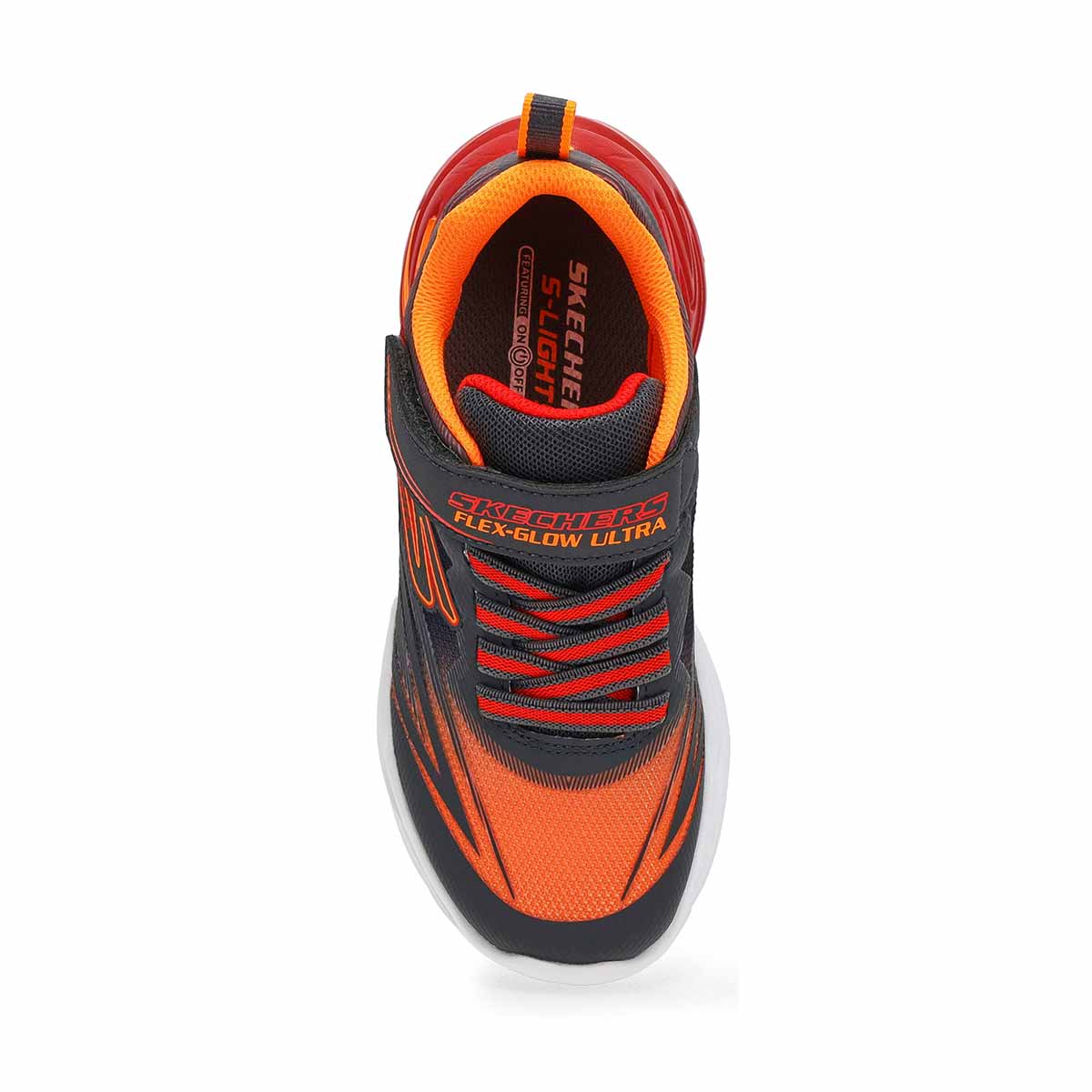 Boys'  S Lights Flex-Glow Ultra Sneaker - Charcoal/Red/Orange