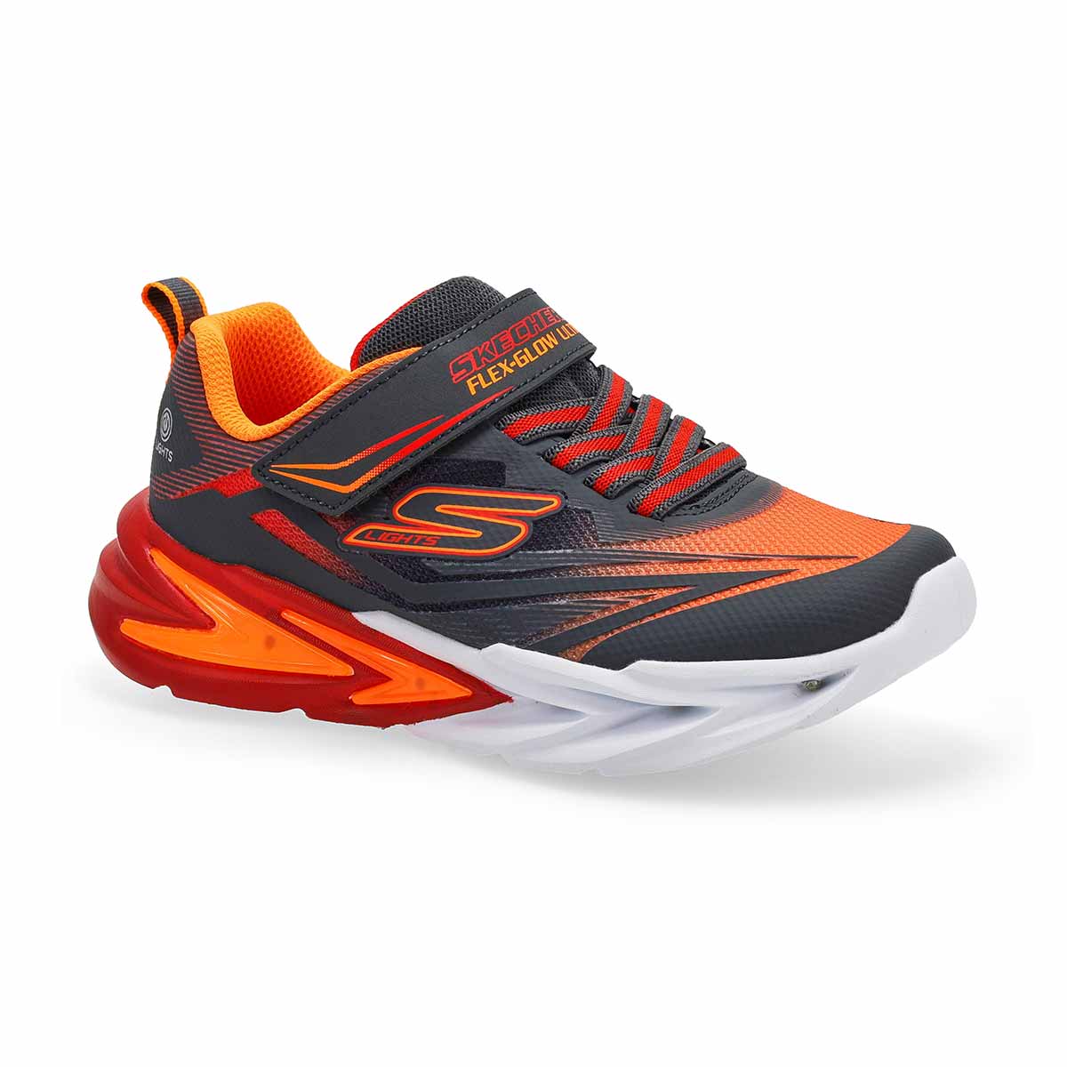 Baskets S LIGHTS FLEX-GLOW ULTRA, anthracite/rouge/orange, garçons