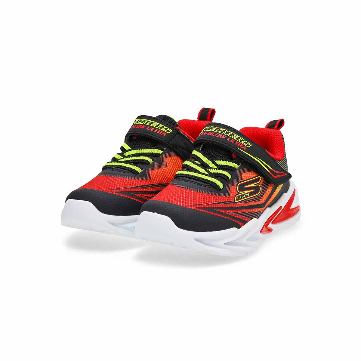 Infants' B S Lights Flex-Glow Ultra Sneaker - Black/Red/Yellow