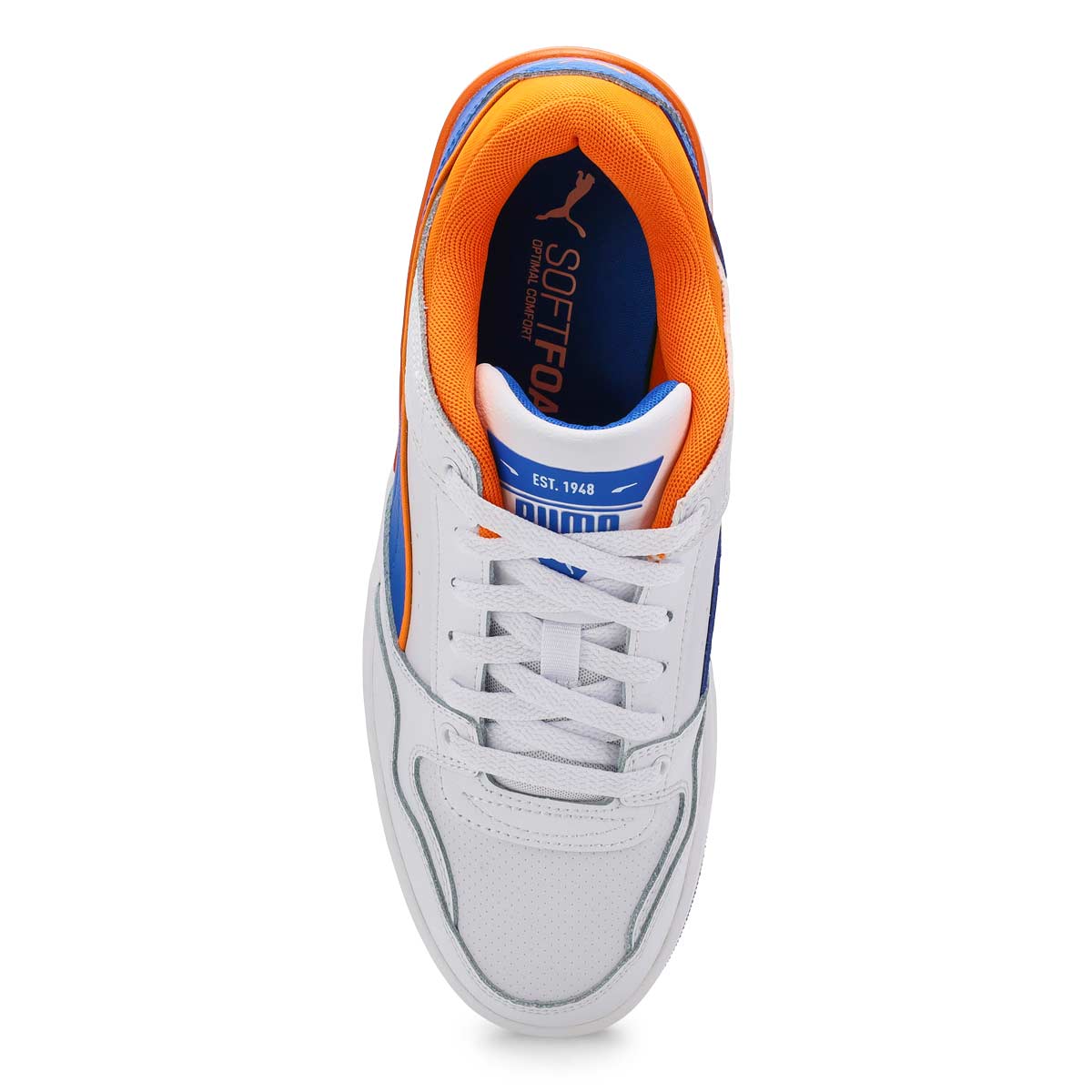 Baskets à lacets REBOUND RETRO, blanc/bleu roi/orange, hommes