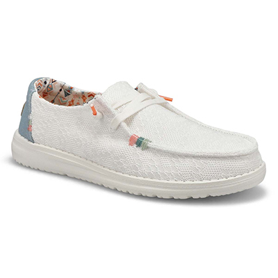 Lds Wendy Boho Casual Shoe - White Crochet