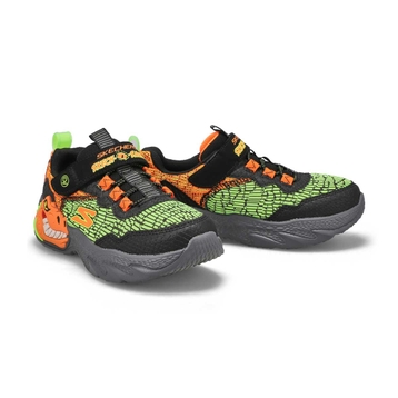 Boys' Dino-Lights Sneaker - Black/ Orange