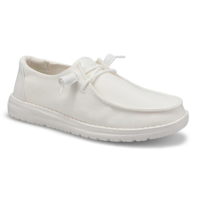 Lds Wendy Slub Canvas Casual Shoe - White