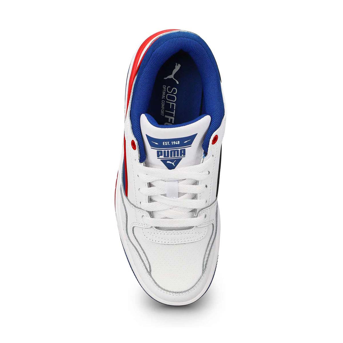 Baskets à lacets REBOUND RETRO, blanc/bleu/rouge, enfants