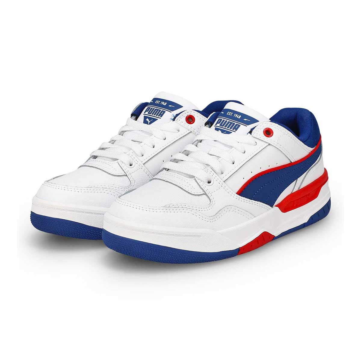 Baskets à lacets REBOUND RETRO, blanc/bleu/rouge, enfants