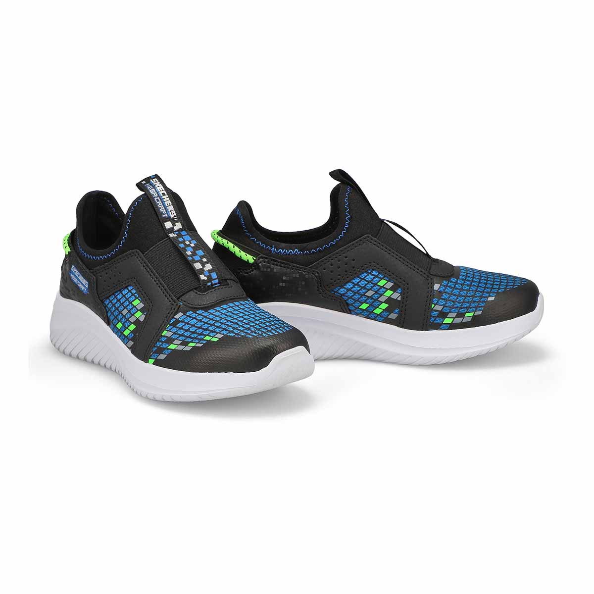 Boys' Ultra Flex 3.0 Slip On Sneaker - Black/Blue/Lime