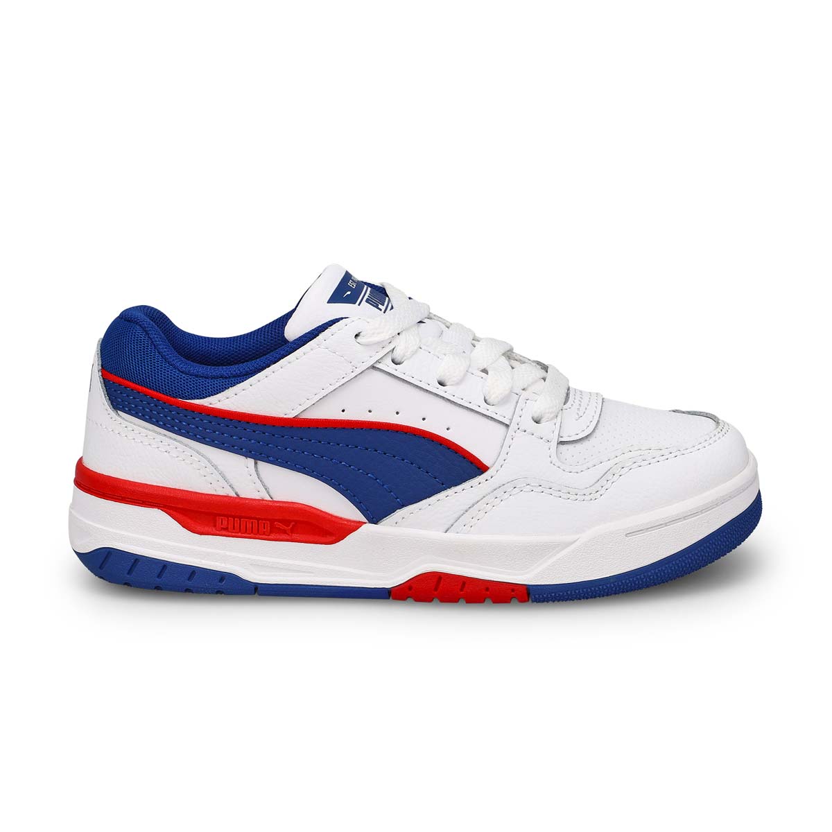 Baskets à lacets REBOUND RETRO, blanc/bleu/rouge, enfants