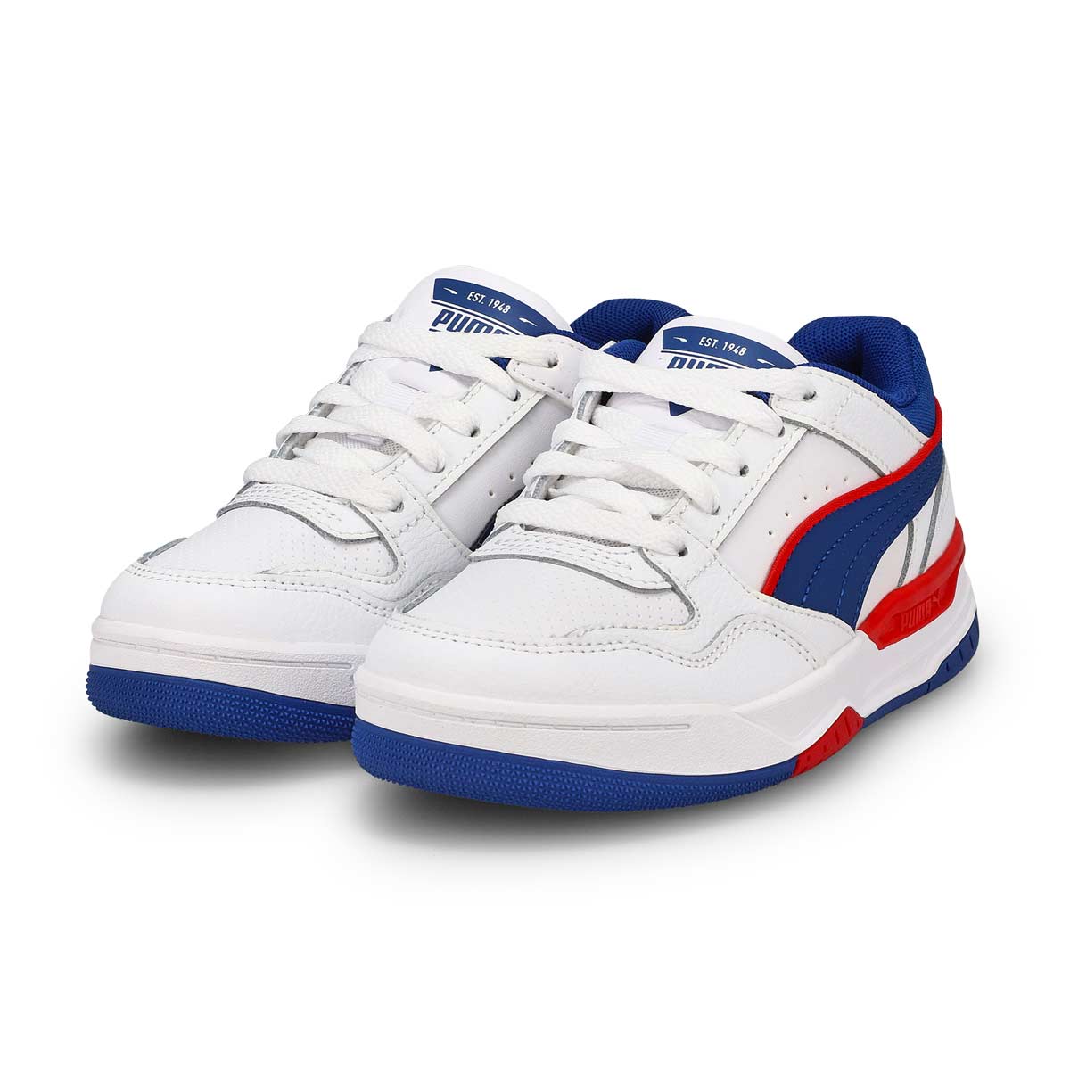 Baskets à lacets REBOUND RETRO, blanc/bleu/rouge, enfants