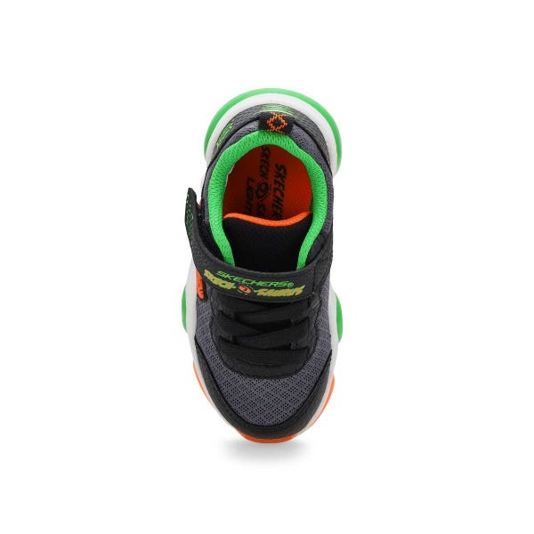 Infants'  Mighty Glow 2.0 Dino-Bolt Sneaker - Black/Charcoal/Orange