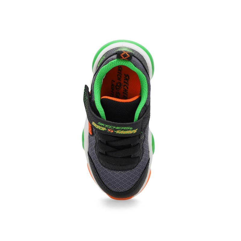 Infants'  Mighty Glow 2.0 Dino-Bolt Sneaker - Black/Charcoal/Orange