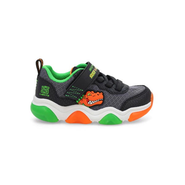 Infants'  Mighty Glow 2.0 Dino-Bolt Sneaker - Black/Charcoal/Orange