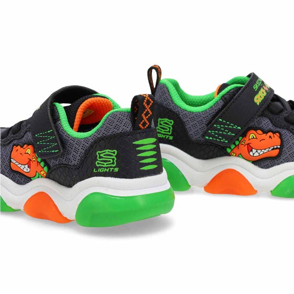 Infants'  Mighty Glow 2.0 Dino-Bolt Sneaker - Black/Charcoal/Orange