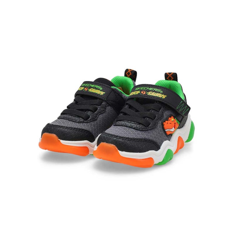 Infants'  Mighty Glow 2.0 Dino-Bolt Sneaker - Black/Charcoal/Orange
