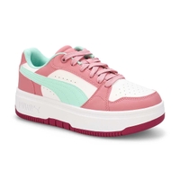Girls'  Rebound Femme Lace Up Sneaker - White/Mint Melt/Poised Pink