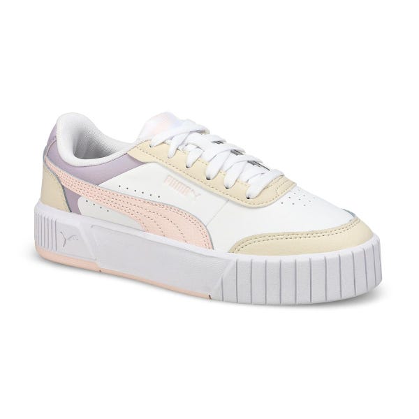 Girls' Carina Mia Lace Up Sneaker - White/Jasmine Flower/Alpine Snow
