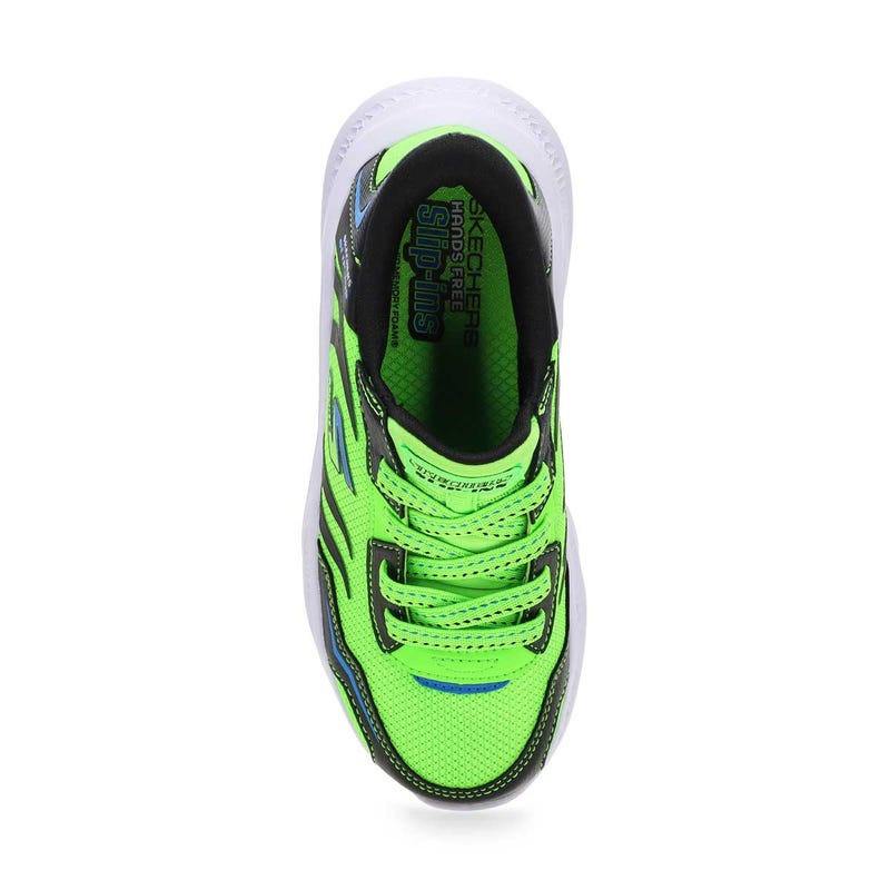 Boy's Meteor-lights Brisk-Beams Light Up Slip-Ins Sneaker - Lime/Black
