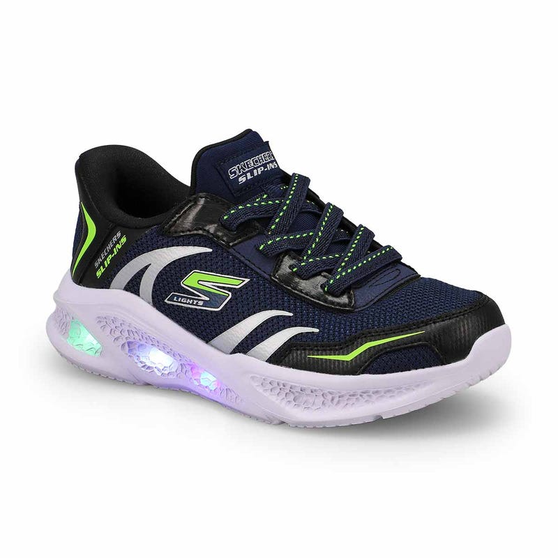 Boys'  Meteor-lights Brisk-Beams Light Up Slip-Ins Sneaker - Navy/Black