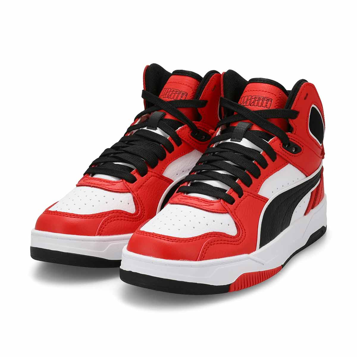 Boys'  Rebound Break Mid Lace Up Sneaker - Red/Black/White