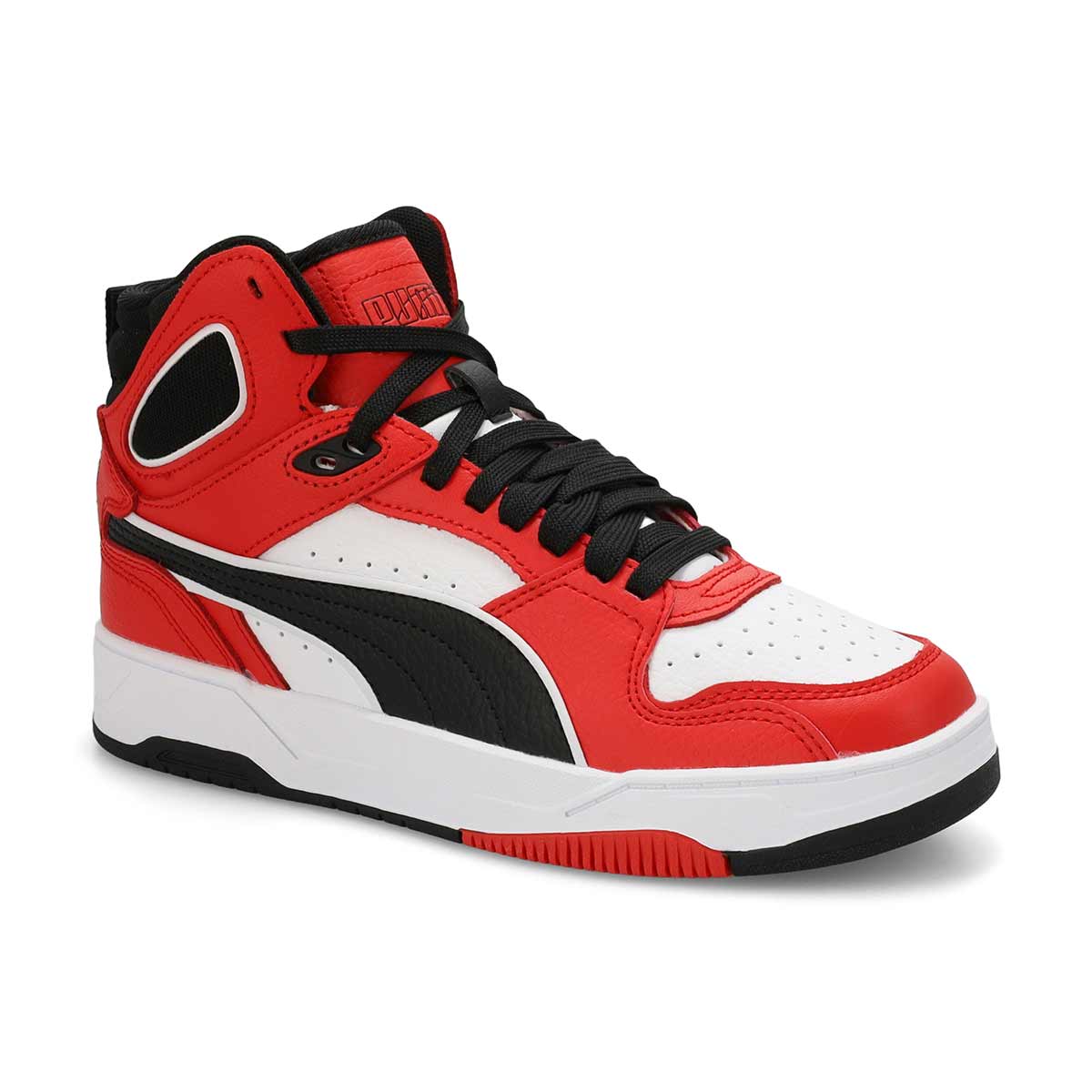 Boys'  Rebound Break Mid Lace Up Sneaker - Red/Black/White