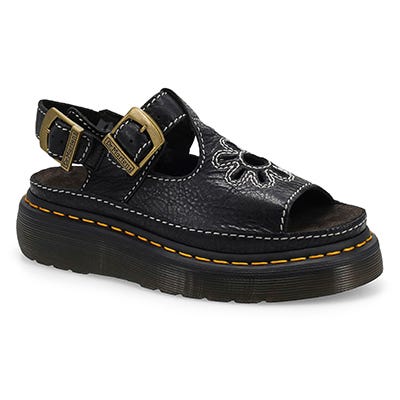 Lds Dunnet Flower Quad Casual Sandal - Black