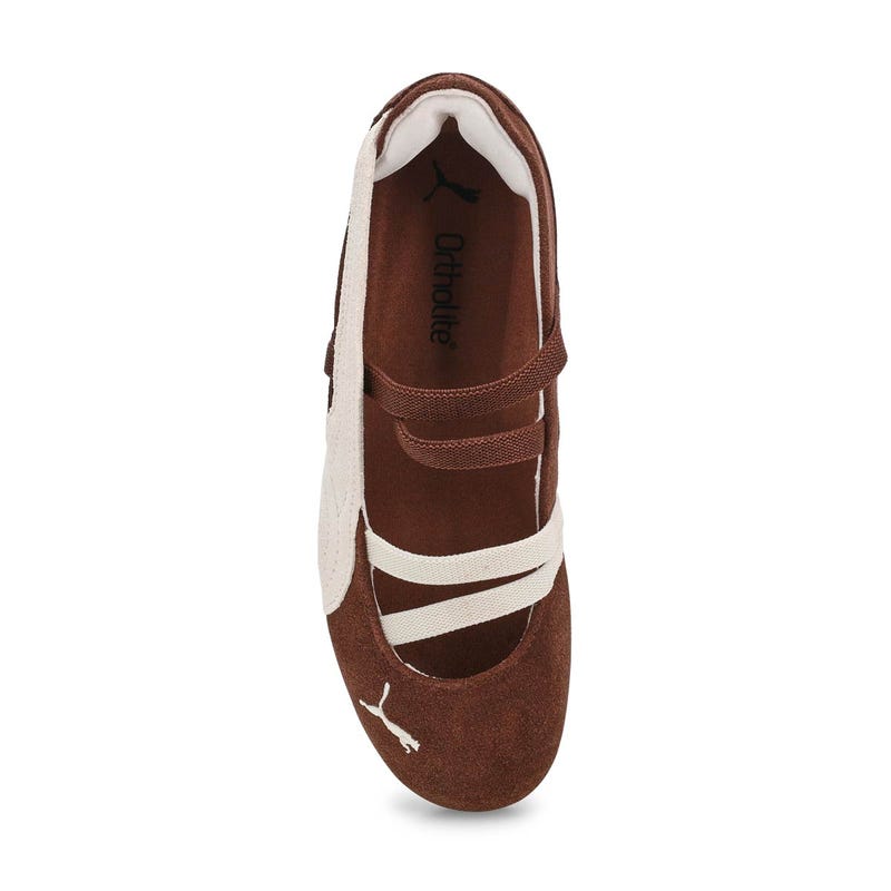 Ballerine profil bas Speedcat SD pour filles - Brun châtaigne/Blanc chaud