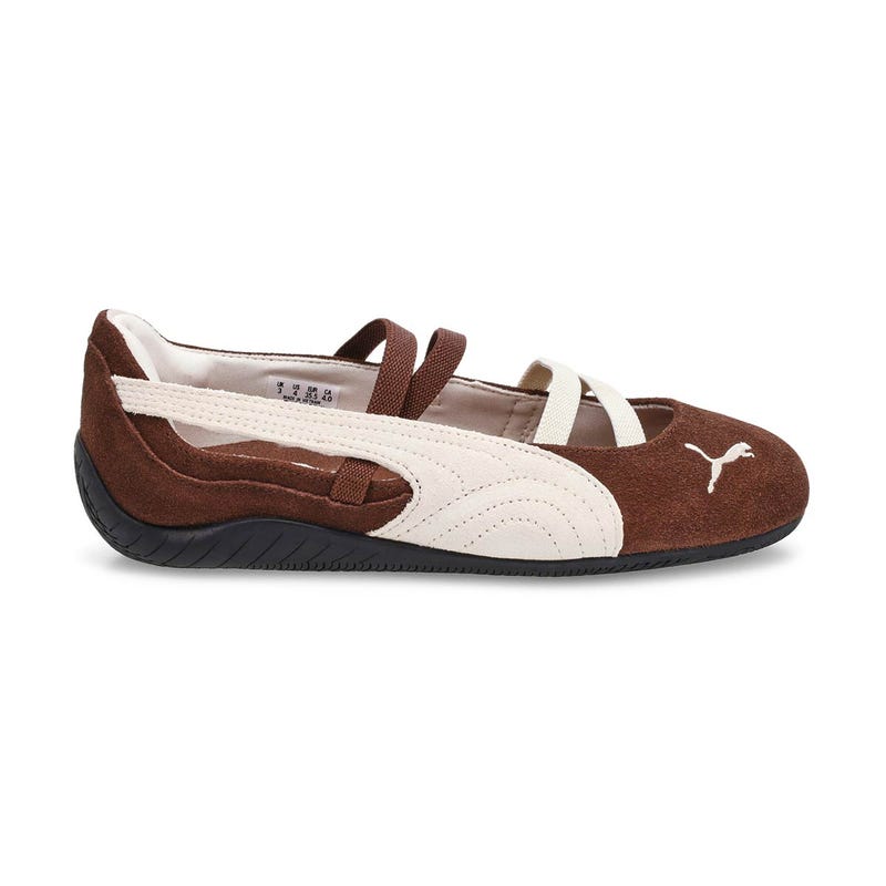 Ballerine profil bas Speedcat SD pour filles - Brun châtaigne/Blanc chaud