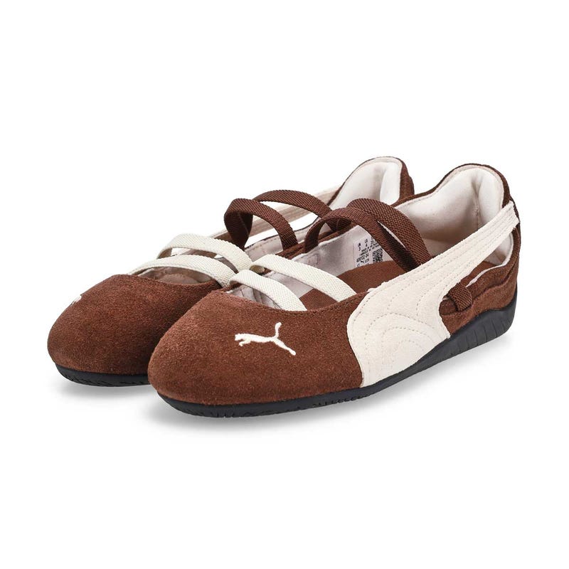 Ballerine profil bas Speedcat SD pour filles - Brun châtaigne/Blanc chaud