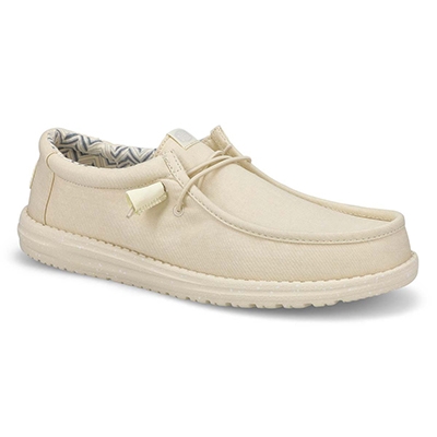 Mns Wally Stretch Canvas Casual Shoe - Stone White