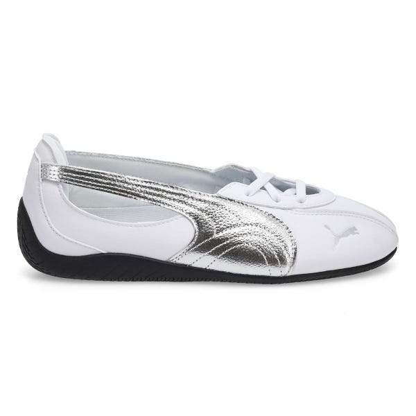 Ballerine profil bas Speedcat Nova Métallique pour femmes - Blanc/Noir