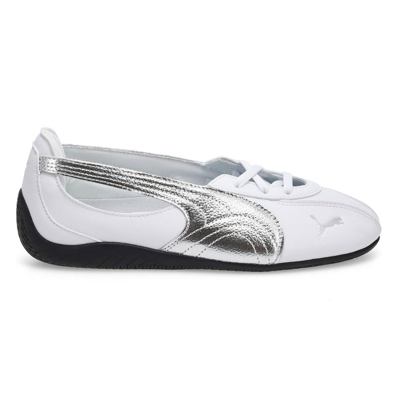 Ballerine profil bas Speedcat Nova Métallique pour femmes - Blanc/Noir