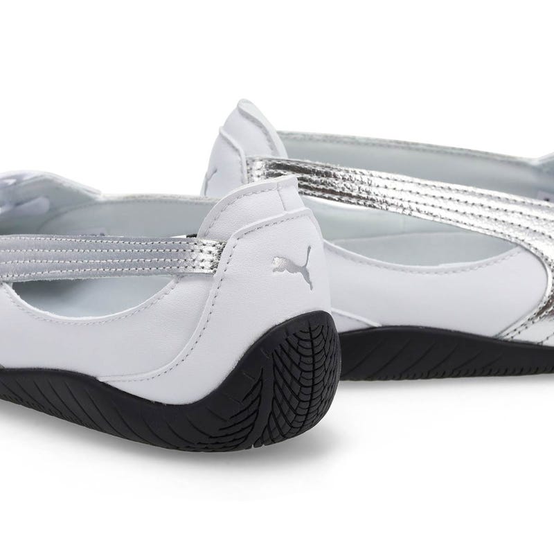 Ballerine profil bas Speedcat Nova Métallique pour femmes - Blanc/Noir