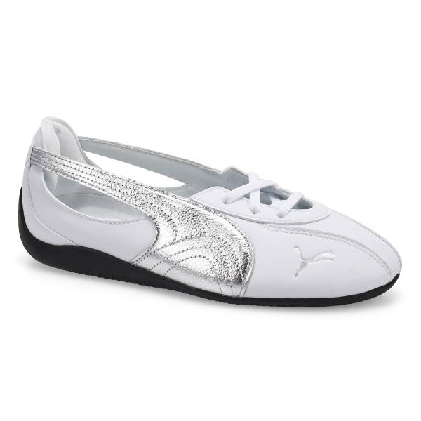 Ballerine profil bas Speedcat Nova Métallique pour femmes - Blanc/Noir