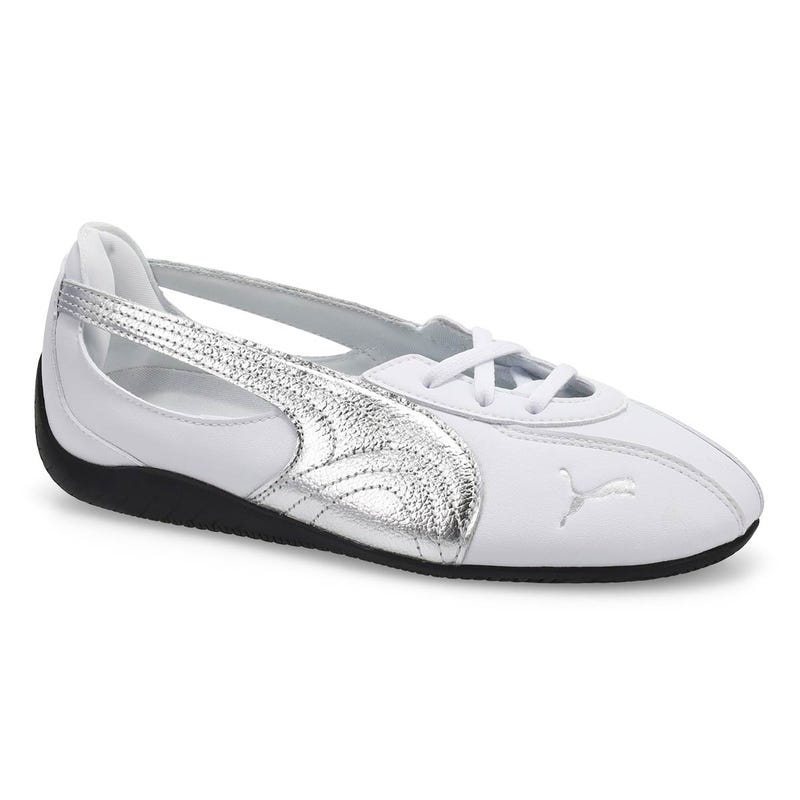 Ballerine profil bas Speedcat Nova Métallique pour femmes - Blanc/Noir