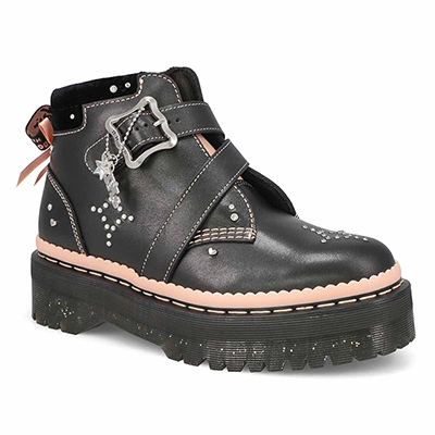 Lds Caitie Ankle Boot - Black/Powder Pink