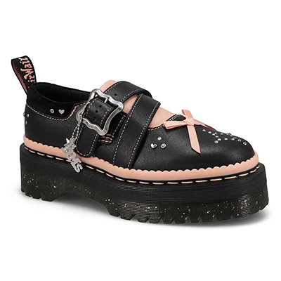 Lds Kemsley Slip On Casual Oxford - Black/Powder Pink