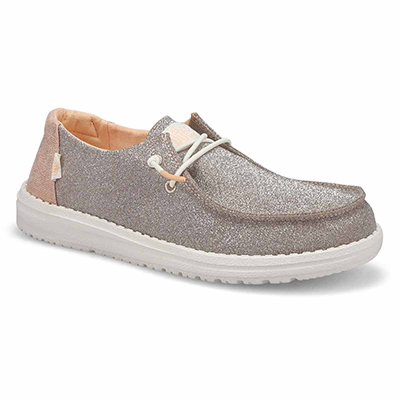 Lds Wendy Metallic Sparkle Casual Shoe - Rose Gold