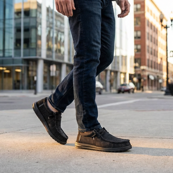 Men's Wally Stretch Sox Casual Shoe - Black/Black