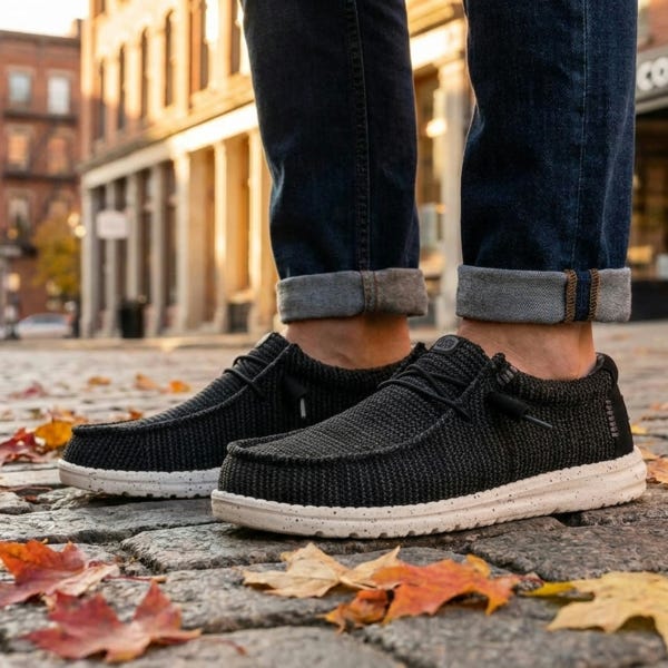 Men's Wally Stretch Sox Casual Shoe - Black/White