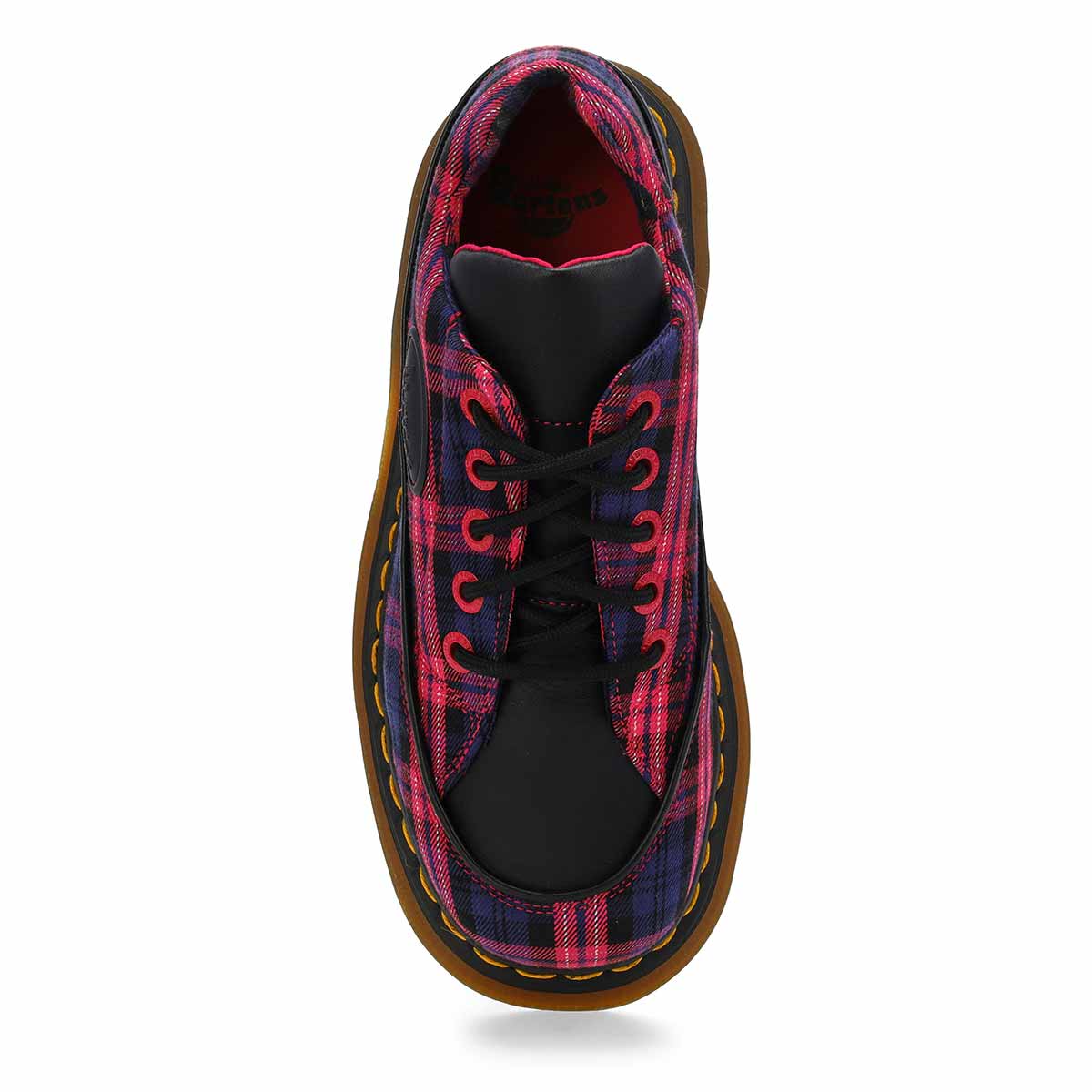 Women's Buzz Tartan Lace Up Platform Casual Oxford - Black/Pink Multi