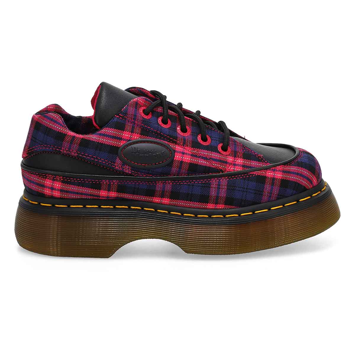 Women's Buzz Tartan Lace Up Platform Casual Oxford - Black/Pink Multi