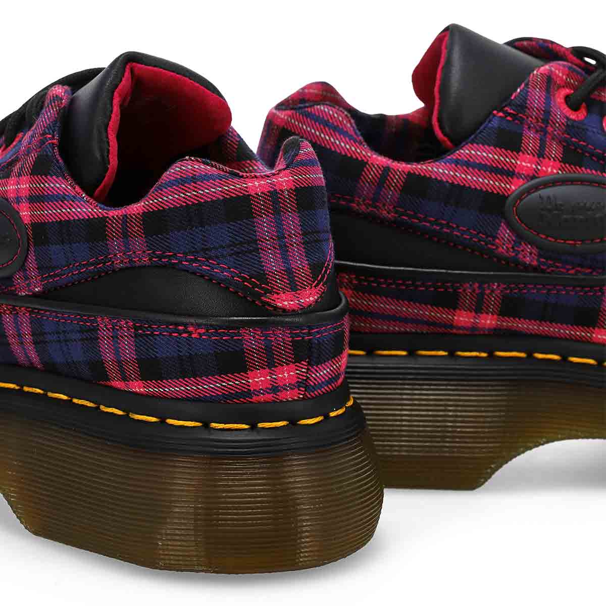 Women's Buzz Tartan Lace Up Platform Casual Oxford - Black/Pink Multi