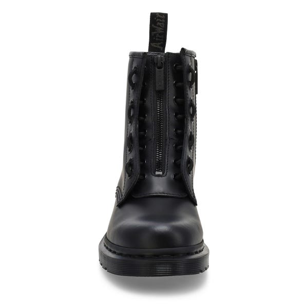 Unisex Pascal Zip Mono 8 Eye Boot - Black Smooth
