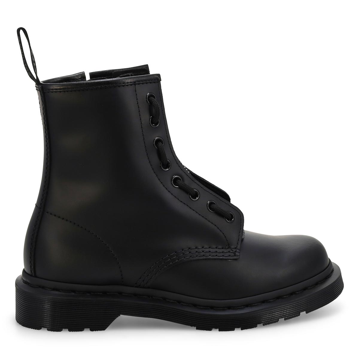 Unisex Pascal Zip Mono 8 Eye Boot - Black Smooth