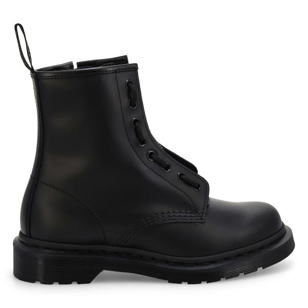 Unisex Pascal Zip Mono 8 Eye Boot - Black Smooth
