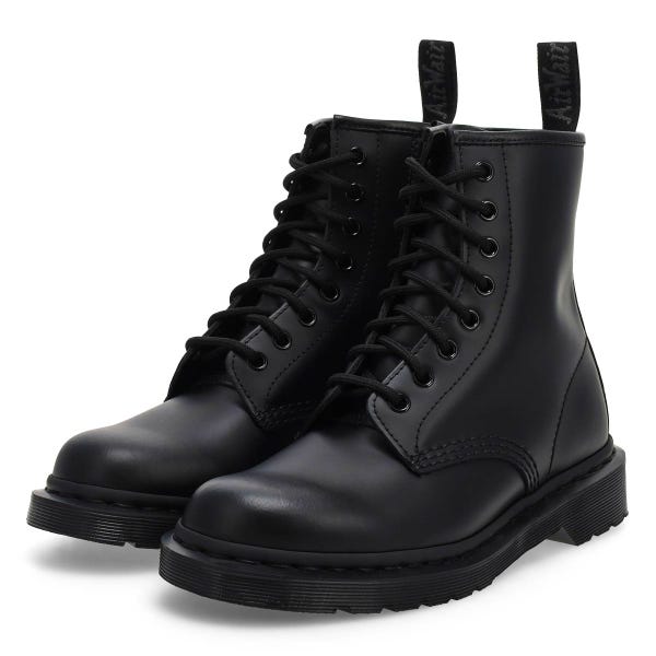Unisex Pascal Zip Mono 8 Eye Boot - Black Smooth
