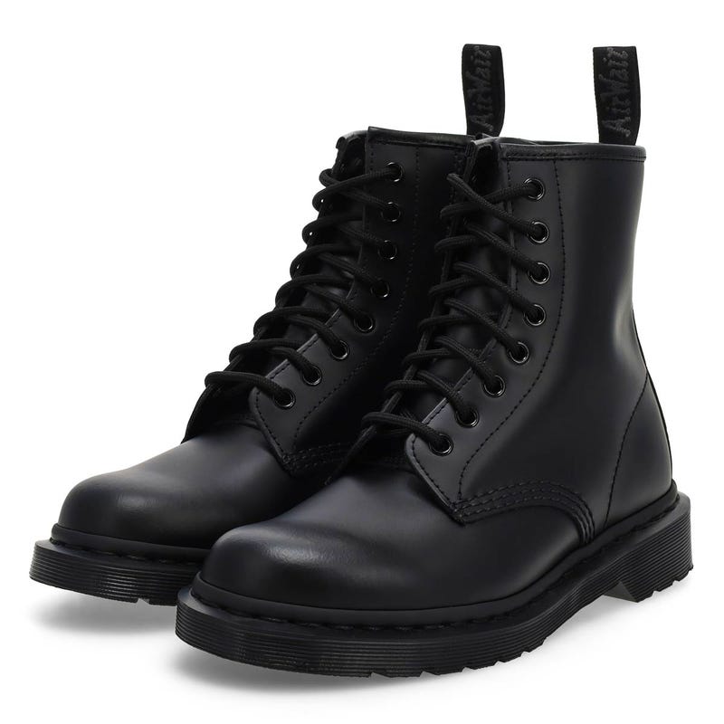 Unisex Pascal Zip Mono 8 Eye Boot - Black Smooth