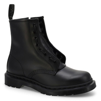 Botte 8 œillets PASCAL ZIP MONO, noir lisse, unisexe