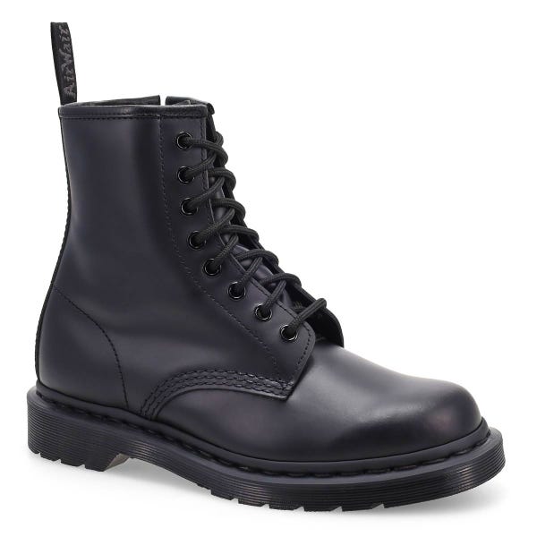 Unisex Pascal Zip Mono 8 Eye Boot - Black Smooth